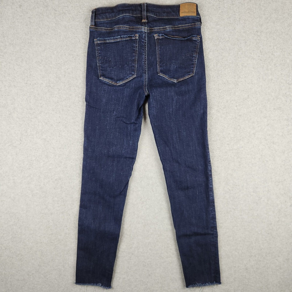 American Eagle Hi-Rise Jegging Dark Wash Size 26p Stretch Raw Hem Jeans - Picture 5 of 12